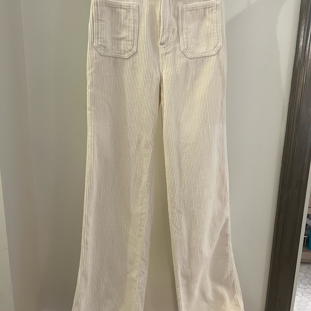 Reformation Alyssa Cream Corduroy Wide-Leg Pants